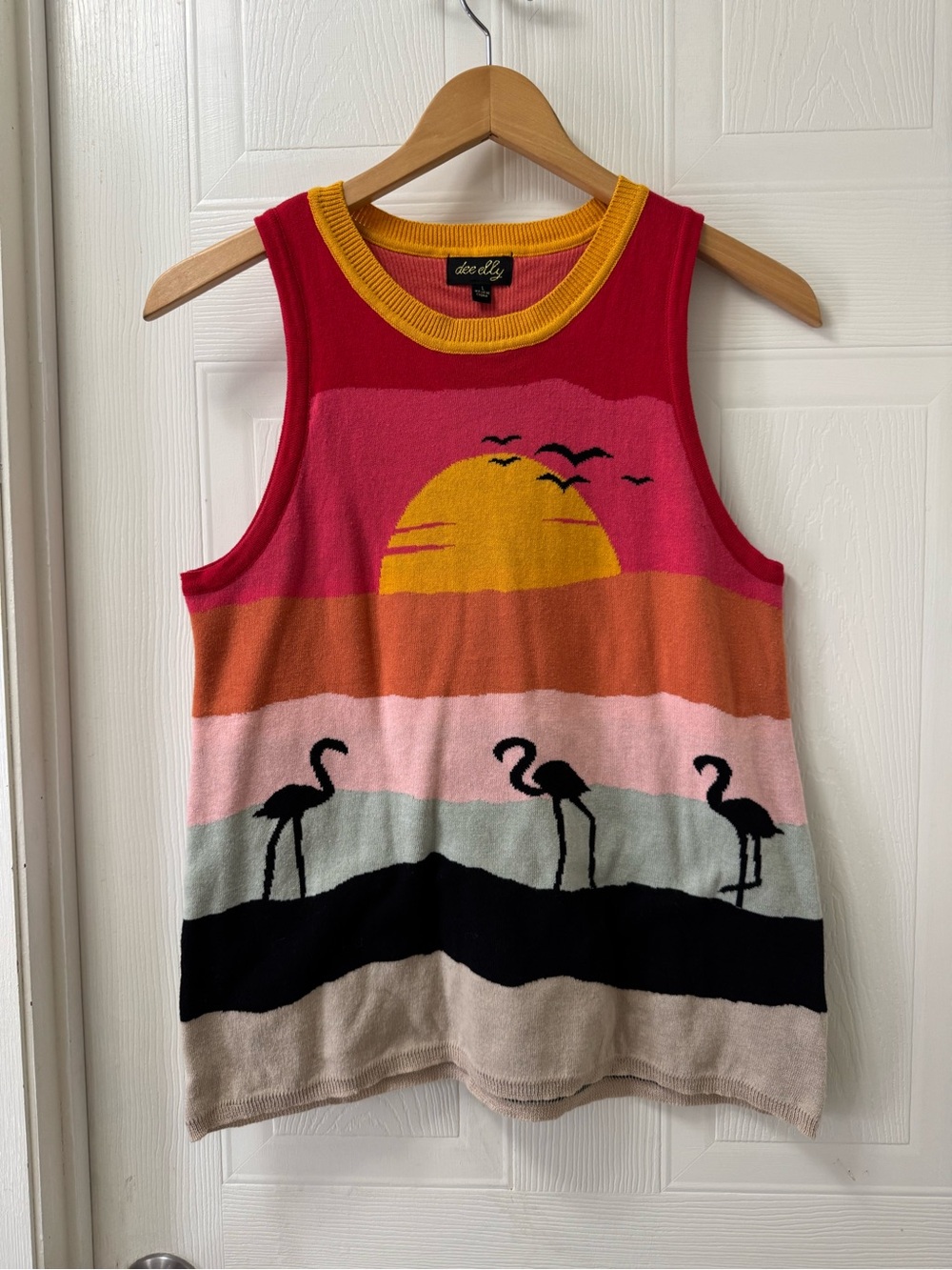dee elly Colorblock Knit Tank with Yellow Trim